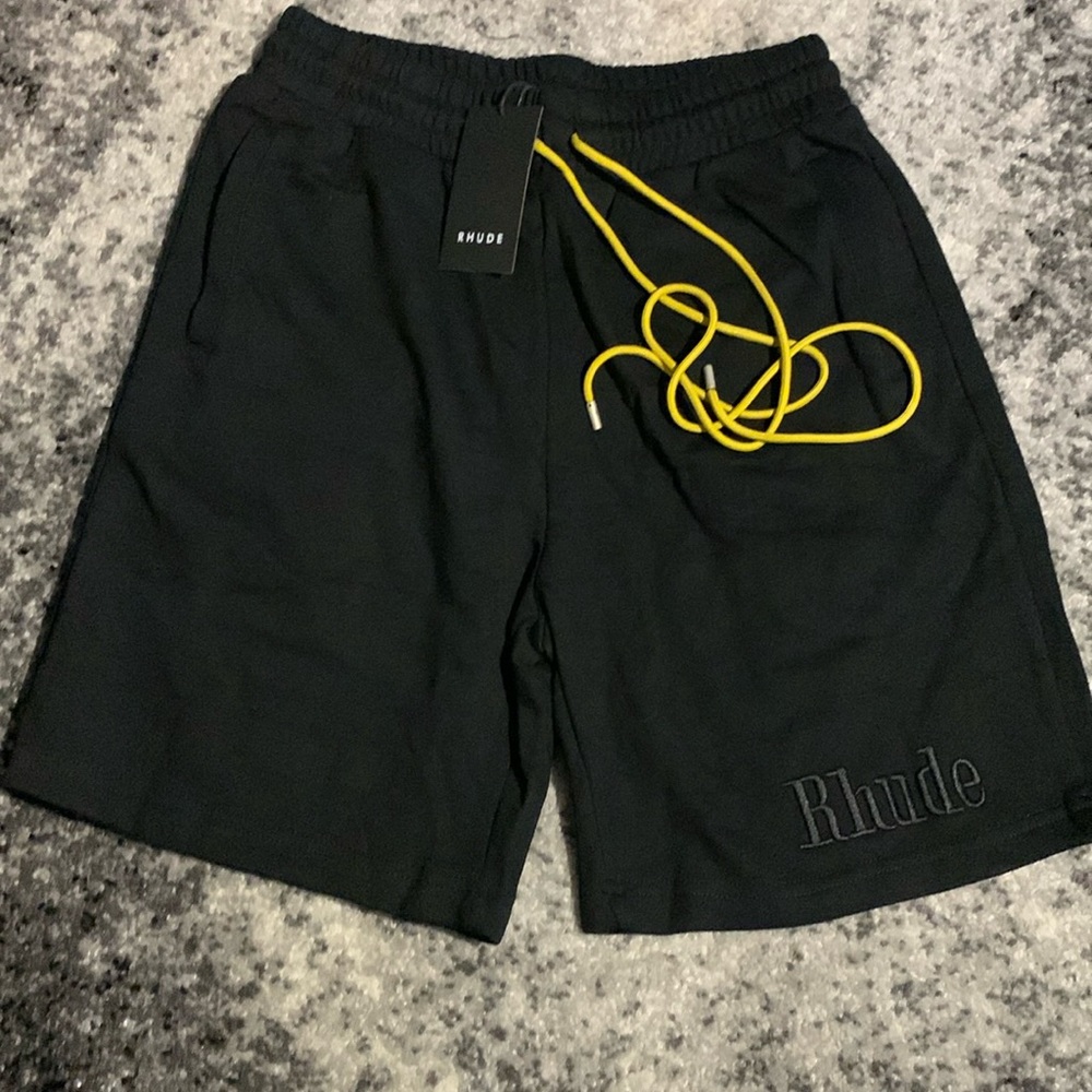 Rhude Casual Black on Black Logo Cotton Men’s Short size Large